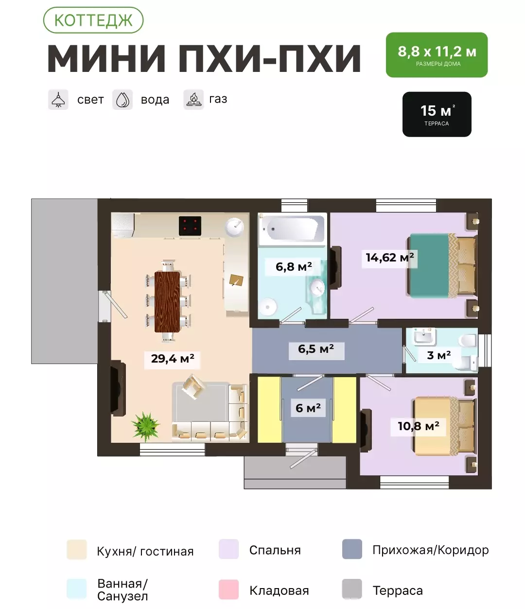 Дом МИНИ ПХИ-ПХИ 80 м² в КП Bounty House